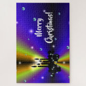 Xmas Artdeco Lila Gelber Regenbogen Puzzle (Vertikal)