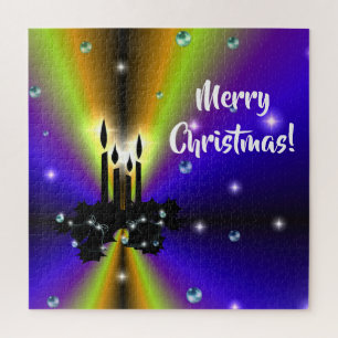 Xmas Artdeco Lila Gelber Regenbogen Puzzle