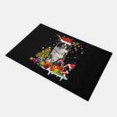 Xmas Australian Shepherd Christmas Lights Santa Re Fußmatte (Schrägansicht)