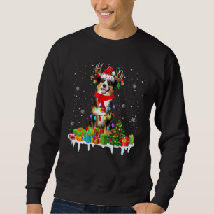 Xmas Australian Shepherd Christmas Lights Santa Re Sweatshirt