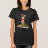Xmas Australian Shepherd Christmas Lights Santa Re T-Shirt (Vorderseite)