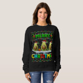 Xmas Avocado Lighting Weihnachtsmannmütze Frohe We Sweatshirt (Vorne ganz)