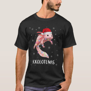 Xmas Axolotlmas Fischen Weihnachtslicht Weißer Axo T-Shirt