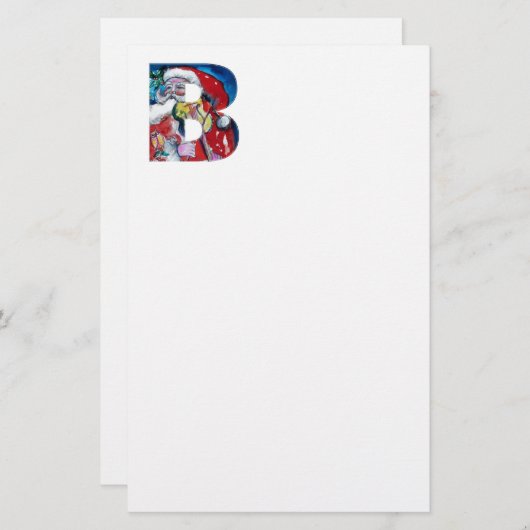 XMAS B SCHREIBEN /SANTA CLAUS MIT VIOLIN MONOGRAMM BRIEFPAPIER (Vorne/Hinten)