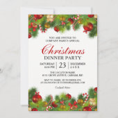 Xmas Baubles Pines Berries Party Einladung (Vorderseite)