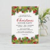 Xmas Baubles Pines Berries Party Einladung (Stehend Vorderseite)
