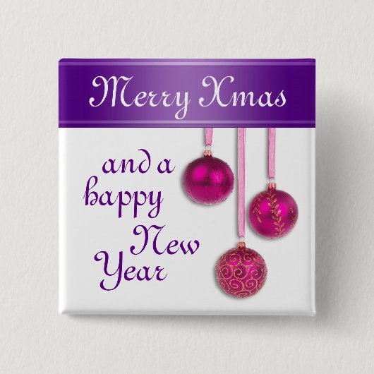 Xmas Baubles pink + Ihre Ideen Button (Vorderseite)