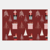 Xmas Baum GIfts und Fa La La Red Green Beige Geschenkpapier Set (Vorderseite 3)