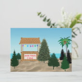 Xmas Baum Lot am Strand Einladung (Stehend Vorderseite)