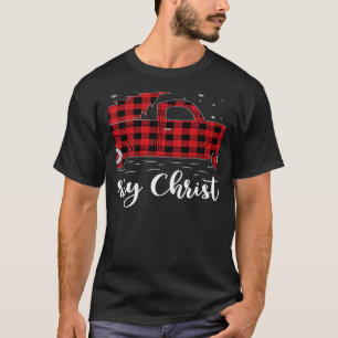 Xmas-Baum Roter Buffalo-Karo Roter LKW Frohe Weihn T-Shirt