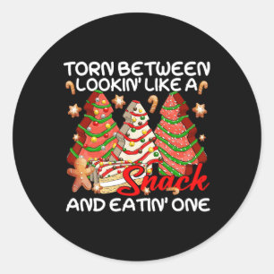 Xmas Baum Torn zwischen Lookin wie ein Snack Kuche Runder Aufkleber
