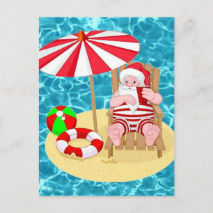 xmas beach santa claus feiertagspostkarte