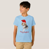 XMAS BEAGLE PUPPY HUND IN RED WEIHNACHTSMANNMÜTZE T-Shirt (Vorne ganz)
