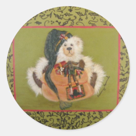 xmas bear.jpg runder aufkleber (Vorderseite)