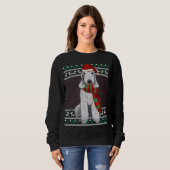 Xmas Bedlington Terrier Dog Weihnachtsmannmütze Ug Sweatshirt (Vorne ganz)