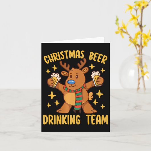 Xmas Beer Drink Team Reinbeer Weihnachten Karte (Gelbe Blume)