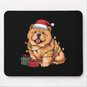 Xmas-Beleuchtung-Santa-Hut Chow Chow Hund Weihnach Mousepad