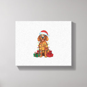 Xmas-Beleuchtung Santa Hut English Setter Hund Wei Leinwanddruck