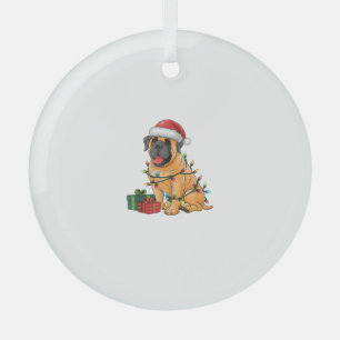 Xmas-Beleuchtung Santa Hut Spanischer Mastiff Hund Ornament Aus Glas