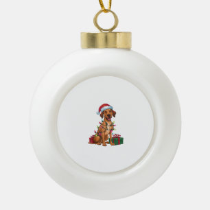 Xmas-Beleuchtung Santa-Hut Thai Ridgeback Hund Wei Keramik Kugel-Ornament
