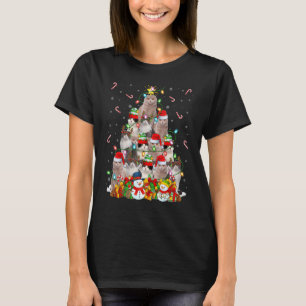 Xmas-Beleuchtungsbaum Santa Scottish Fold Katze We T-Shirt