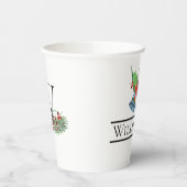 Xmas Bells Red Berries Evergreen Name Initial Pappbecher (Links)