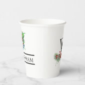 Xmas Bells Red Berries Evergreen Name Initial Pappbecher (Rechts)