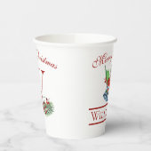 Xmas Bells Red Berries Evergreen Name Paper Cup Pappbecher (Links)
