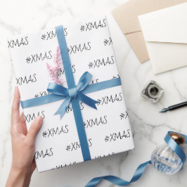 XMAS Black and White Trendy Personalisiert Geschenkpapier