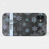 Xmas blaue Schneeflocken iPhone Case (Rückseite (Horizontal))