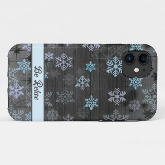 Xmas blaue Schneeflocken iPhone Case (Rückseite (Horizontal))