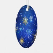 XMAS Blue Background mit dem Label Golden Snowflak Ornament Aus Metall (Vorderseite Rechts)