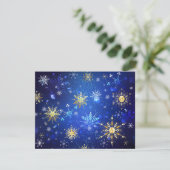 XMAS Blue Background mit goldenen Schneeflocken (Stehend Vorderseite)
