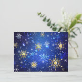 XMAS Blue Background mit goldenen Schneeflocken (Stehend Vorderseite)