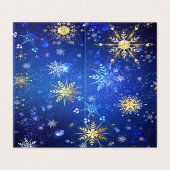 XMAS Blue Background mit goldenen Schneeflocken (Außenseite Aufgefaltet)