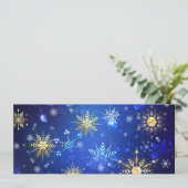 XMAS Blue Background mit goldenen Schneeflocken (Stehend Vorderseite)