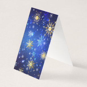 XMAS Blue Background mit goldenen Schneeflocken