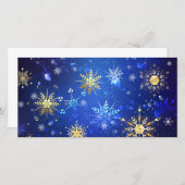 XMAS Blue Background mit goldenen Schneeflocken (Vorne/Hinten)