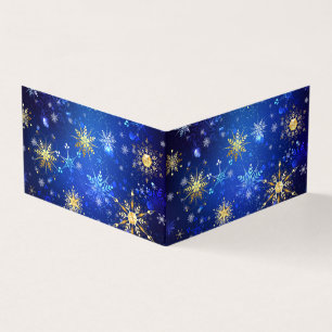 XMAS Blue Background mit goldenen Schneeflocken