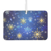 XMAS Blue Background mit goldenen Schneeflocken Autolufterfrischer (Vorderseite)