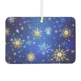 XMAS Blue Background mit goldenen Schneeflocken Autolufterfrischer