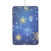 XMAS Blue Background mit goldenen Schneeflocken Autolufterfrischer (Vorderseite)