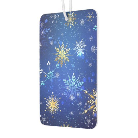 XMAS Blue Background mit goldenen Schneeflocken Autolufterfrischer (Links)