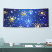 XMAS Blue Background mit goldenen Schneeflocken Banner (Messe)