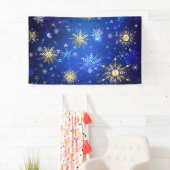 XMAS Blue Background mit goldenen Schneeflocken Banner (Insitu)