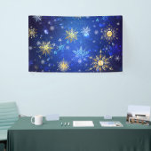 XMAS Blue Background mit goldenen Schneeflocken Banner (Messeveranstaltung)