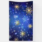 XMAS Blue Background mit goldenen Schneeflocken Banner (Vertikal)