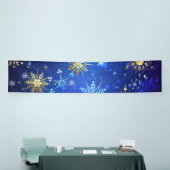 XMAS Blue Background mit goldenen Schneeflocken Banner (Messeveranstaltung)