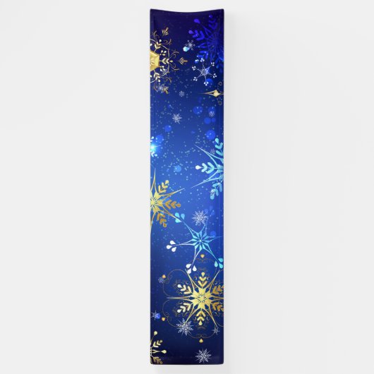 XMAS Blue Background mit goldenen Schneeflocken Banner (Vertikal)