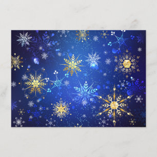 XMAS Blue Background mit goldenen Schneeflocken Begleitkarte